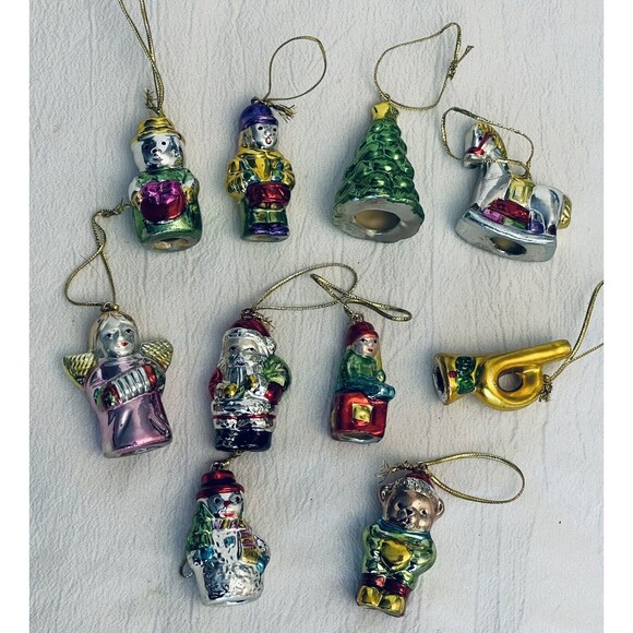 Lot of 10 VTG '90s Ceramic Miniature Mini Christmas Ornaments Santa Snowman Bear - Picture 1 of 8